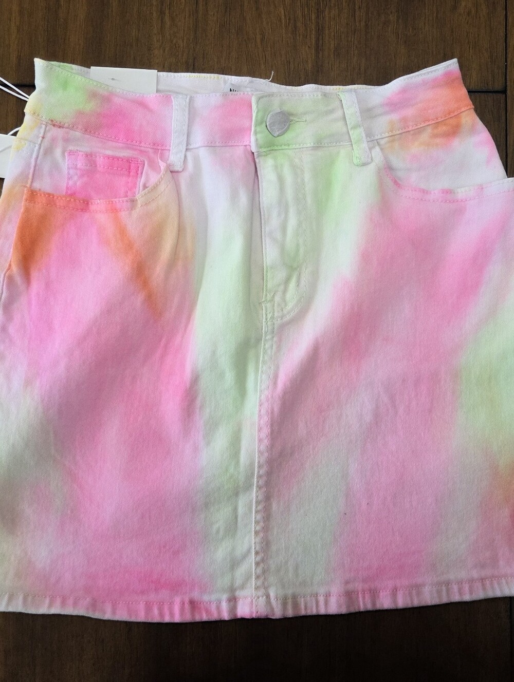 Nina Rossi rainbow tie-dye denim mini skirt - Slim Fit-Large